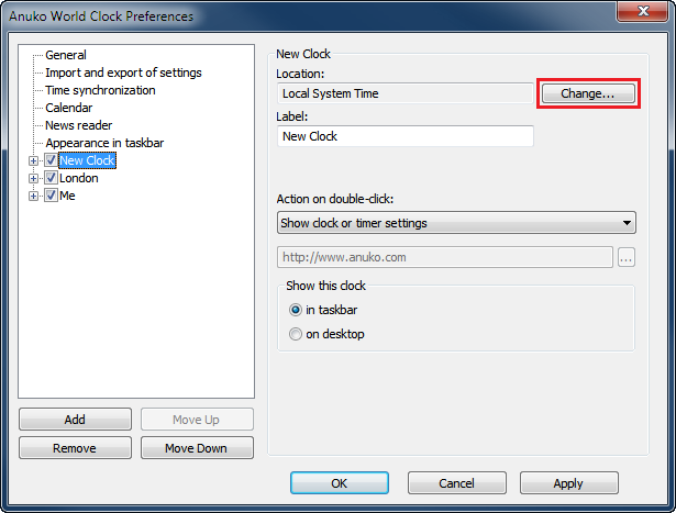 World Clock Preferences immediately after a new click was added