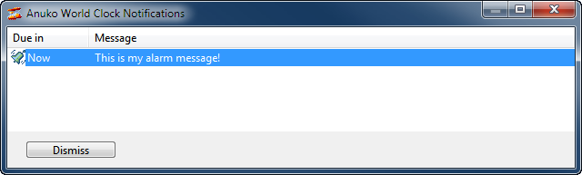 Testing World Clock alarm that shows a message