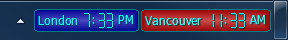 World Clock running in system taskbar using the Illuminator skin