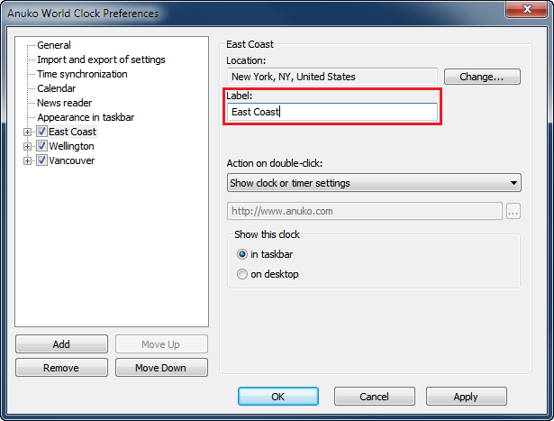 Type a new label into the Label field