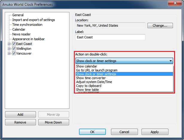 Change the action on double-click