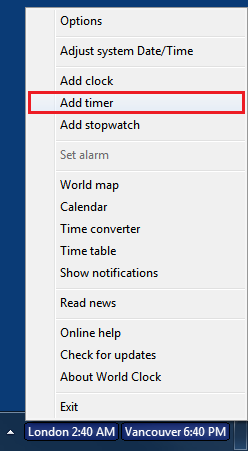 Creating a countdown timer using World Clock menu