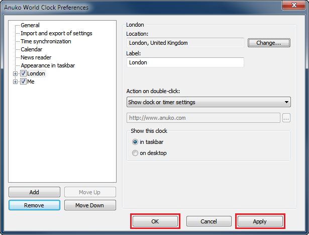 Preferences after confirmed delete. Click OK or Apply to apply the change.