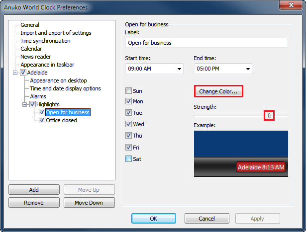 Use the "Change Color..." button to change highlight color