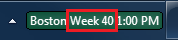 Taskbar clock with work week